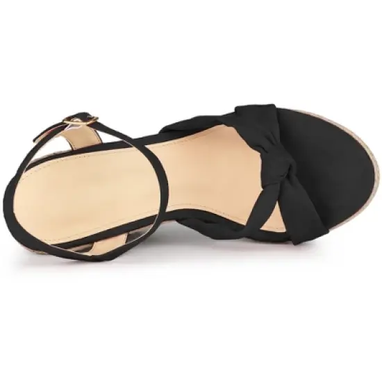 Allegra K Women's Platform Slingback Espadrille Wedge Heel Sandals image {4}