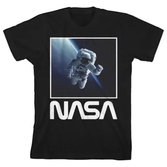 NASA Space Program Astronaut In Orbit Black T-Shirt Toddler Boy to Youth Boy image {2}