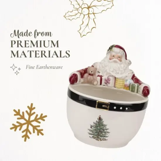 Spode Christmas Tree 7-Inch Santa Nut Bowl - Decorative Serving Bowl for Candies, Nuts, or Desserts - Christmas Holiday Season, Fine Earthenware image {3}