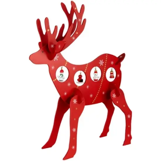 Northlight Reindeer Cut-Out Ornament Holder Christmas Decoration - 13.25" - Red and White image {2}