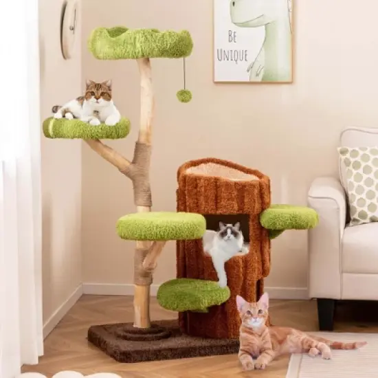 Costway Multi-level Cat Tree with Double Decker Cat House Scratching Posts & Sisal Panel image {1}