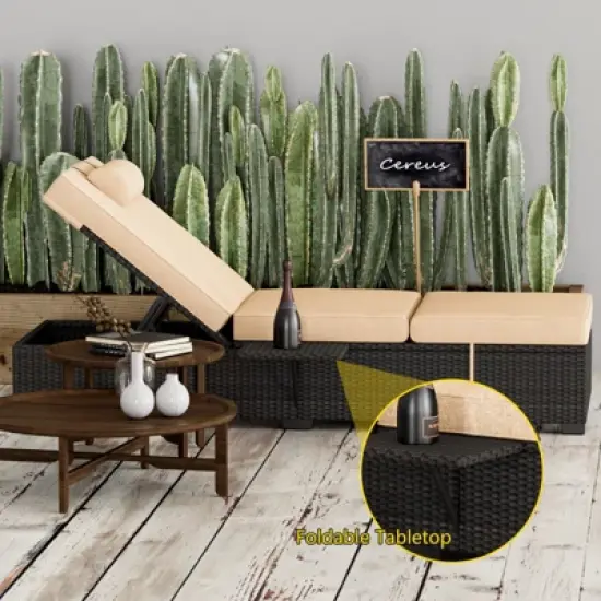 Wicker Chaise  Outdoor，Reclining Adjustable Pool Rattan Chaise Chair，Patio Rattan Wicker Chaise Lounge Chair Set of 2,  for Pool Deck image {5}