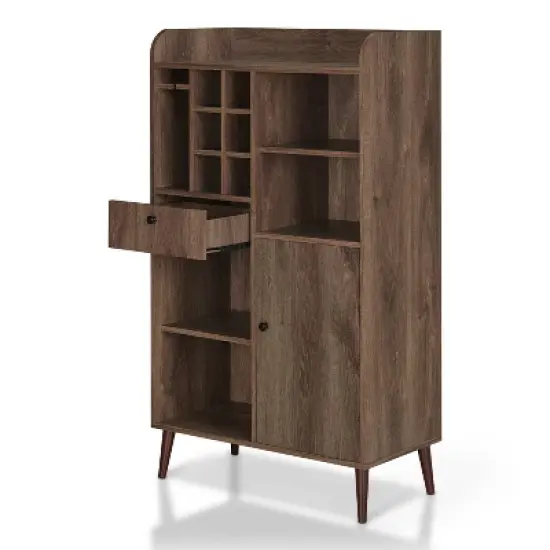 Elmora Midcentury Freestanding Mini Bar Distressed Walnut - miBasics image {4}