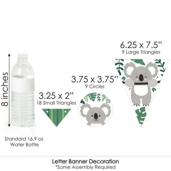 Big Dot of Happiness Koala Cutie - Bear Baby Shower Letter Banner Decoration - 36 Banner Cutouts and Baby Shower Banner Letters image {5}