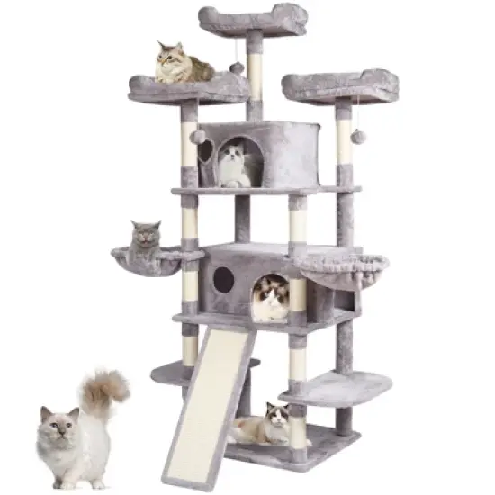 VEVOR Cat Tree for Indoor Cats, 68.5" Cat Tower with 2 Cat Condos, Sisal Scratching Post, Hammocks, Top Perches, Cat Furniture Activity Center image {8}