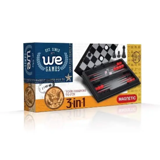 WE Games Magnetic 3-in-1 Combination Game Travel Set - 8 inches image {1}