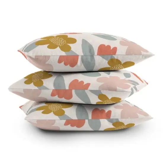 26"x26" Deny Designs Menina Lisboa Spring Colorful Flowers Square Outdoor Throw Pillow Blue image {3}