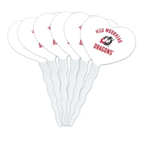NCAA Minnesota State University Moorhead Dragons Heart Love Cupcake Picks Toppers Decoration Set of 6 image {7}
