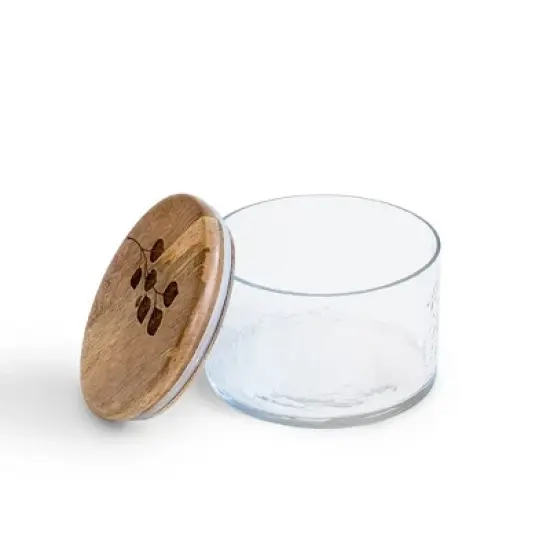 Leafy Twig Glass Jar/Container with Wooden Lid-700 ml image {5}