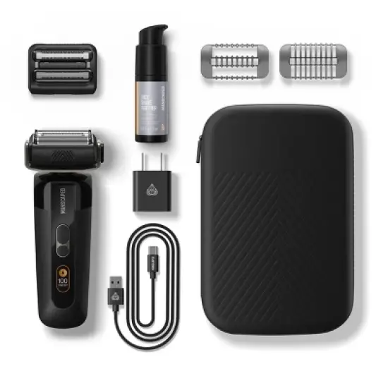 Manscaped The Chairman Pro Essentials Kit, Electric Foil Face Shaver and SkinSafe Stubble Trimmer with Soothing Aftershave Serum image {1}