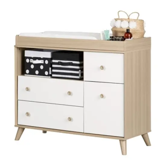 Yodi Changing Table with Drawers - Soft Elm and Pure White - South Shore image {13}