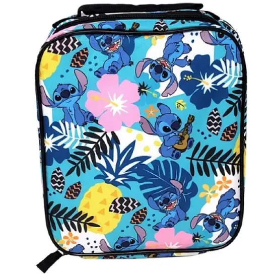 Disney Stitch all over print, bottom drop Lunch Bag for Kids age 3+, Unisex image {1}