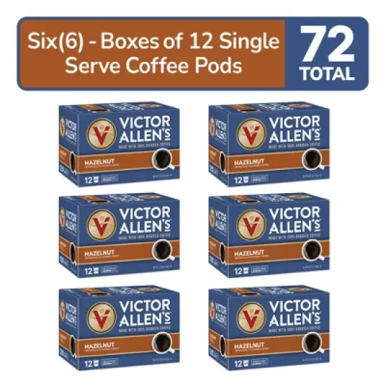 Victor Allen's Coffee Hazelnut Flavored, Medium Roast, 72 Count (6 Pack, 12 Count). Single Serve Coffee Pods for Keurig K-Cup Brewers image {7}