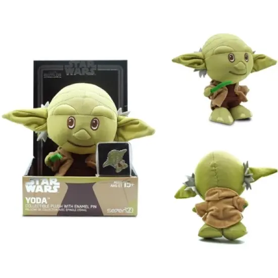 Seven20 Star Wars Yoda Stylized Plush Character And Enamel Pin | Measures 7 Inches Tall image {1}