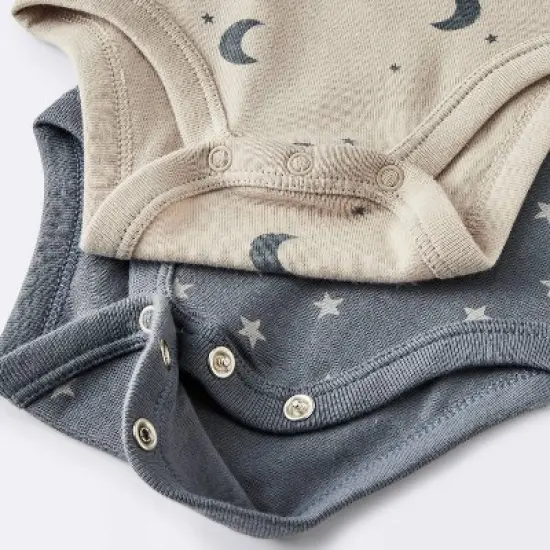 Baby 4pk Short Sleeve Moons Bodysuit - Cloud Island&trade; Gray image {3}