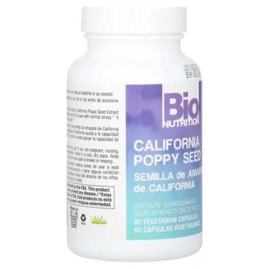 Bio Nutrition California Poppy Seed, 500 mg , 60 Vegetarian Capsules image {3}