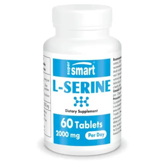 SuperSmart L-Serine Supplement 2000mg per Day (Easy-to-Take) - Amino Acids Supplement | Non-GMO & Gluten Free - 60 Tablets image {1}