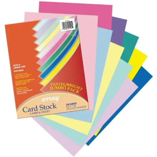 Array Card Stock Paper, 8-1/2 x 11 Inch, Assorted Bright Pastel Colors, Pack of 250 image {1}