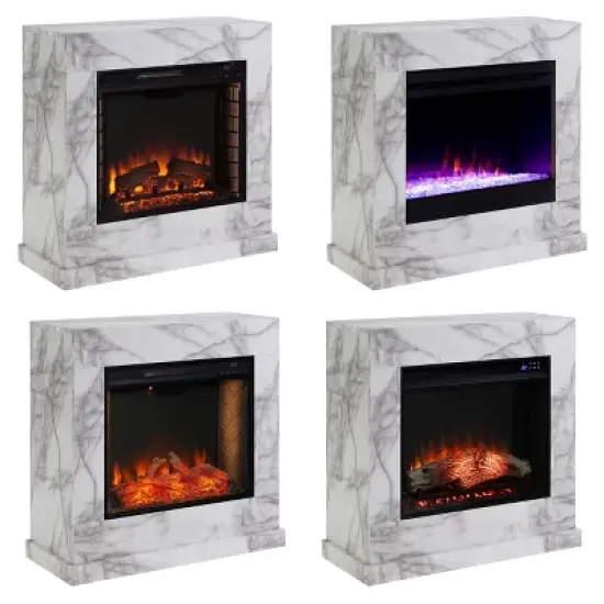 Dridun Faux Marble Fireplace White/Gray - Aiden Lane image {14}