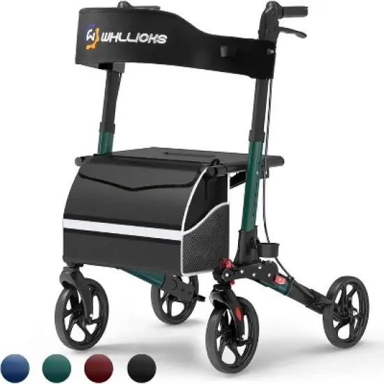 Rollator Walkers for Seniors with Seat, No Assembly Foldable 8" Non-Slip Big Wheels All Terrain Lightweight Durable Rolling Walker with Backrest image {6}