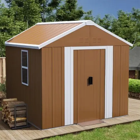 Metal Backyard Storage Shed with Sliding Door and Windows,Heavy Duty Outdoor Garden Storage Shed,Weatherproof Metal Tool Shed-Coolbibila image {9}