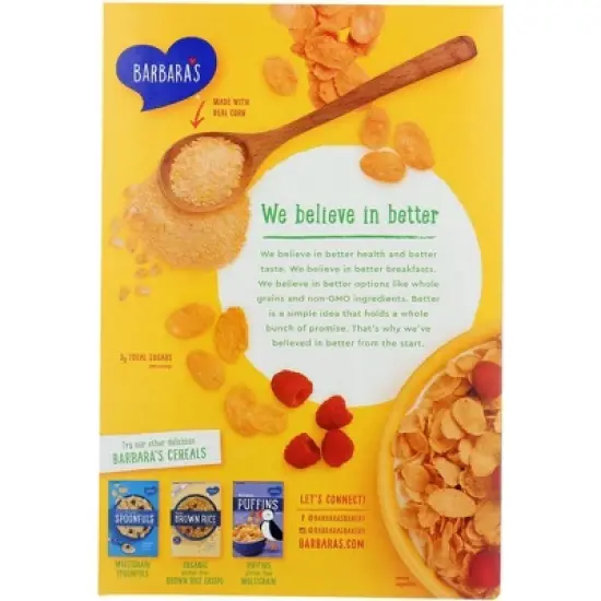 Barbara's Bakery Organic Corn Flakes Cereal - Case of 10/9 oz image {2}