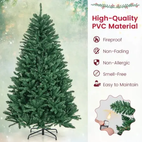 Costway 6ft Hinged Artificial Christmas Tree Unlit Douglas Full Fir Tree w/ 1355 Tips image {6}