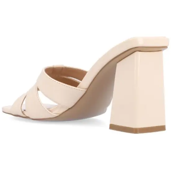 Journee Collection Womens Ellington Inset Covered Block Heel Slip On Sandals image {6}