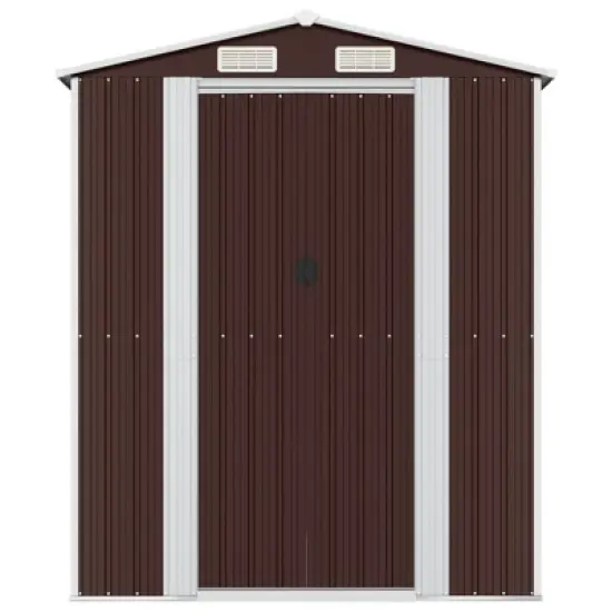 vidaXL Garden Shed Dark Brown Galvanized Steel Large Garden Shed - 75.6" x 75.2" x 87.8" image {2}