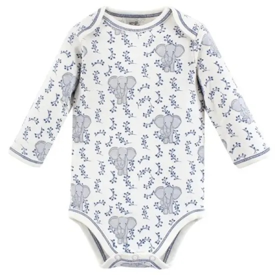 Touched by Nature Organic Cotton Long-Sleeve Bodysuits 3pk, Elephant image {2}