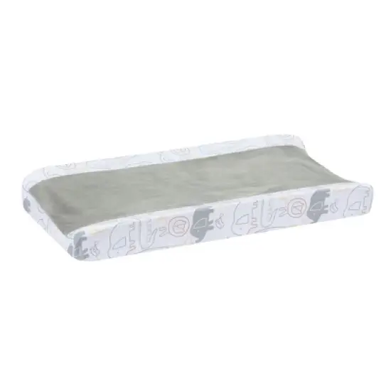 Lambs & Ivy Jungle Story Soft Minky Velour Safari Changing Pad Cover- White/Gray image {4}