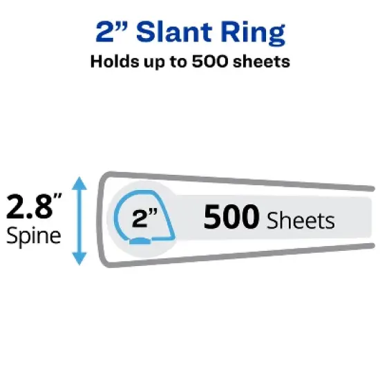 Avery Durable View 3 Ring Binders, 2 Inch Slant Rings, 2 White Binders (46041) image {1}