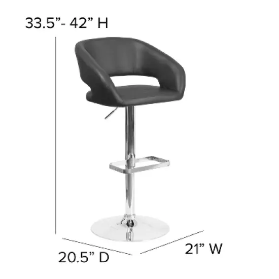 Flash Furniture Contemporary Vinyl Adjustable Height Barstool with Rounded Mid-Back image {3}