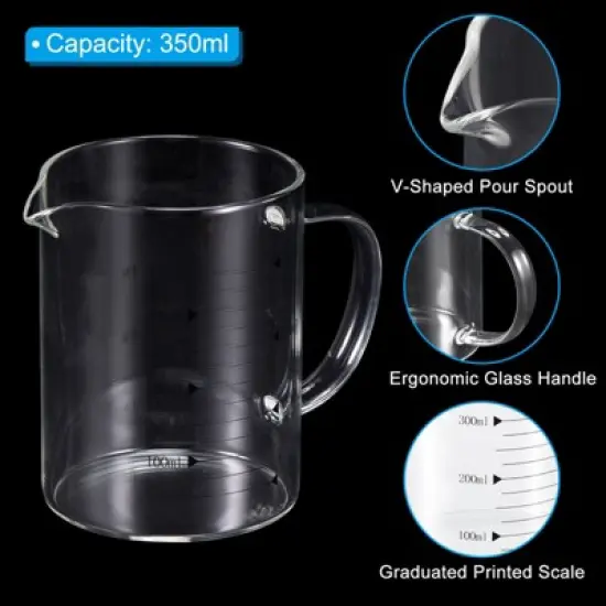 Unique Bargains 3.3 Borosilicate Glass V-Shaped Pour Spout Printed Scale Measuring Cup image {2}