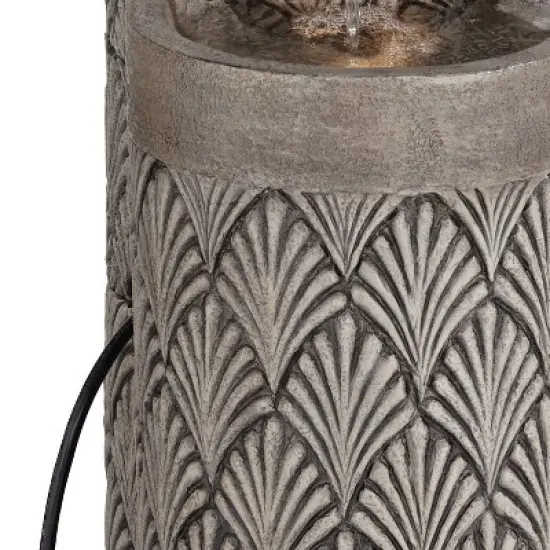 John Timberland Havara Rustic 3-Tier Cascading Columns Outdoor Floor Water Fountain with LED Light 26" for Yard Garden Patio Home Deck image {4}