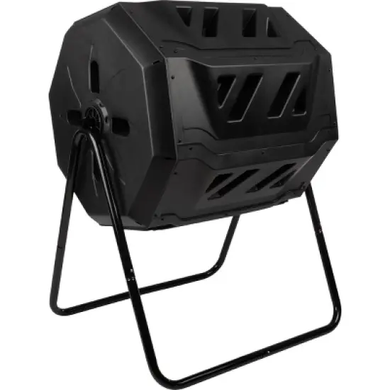 Pure Garden Compost Tumbler - 43Gal Compost Bin with Dual Chambers, 360-Degree Rotating Design, and Garden Gloves Included image {10}