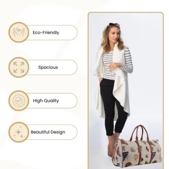 Signare USA Butterfly Beige Big Holdall/Duffel Bag image {4}