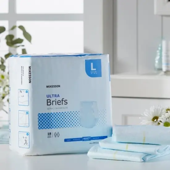 McKesson Ultra Adult Incontinence Brief L Heavy Absorbency Contoured, BRULLG, Heavy image {3}