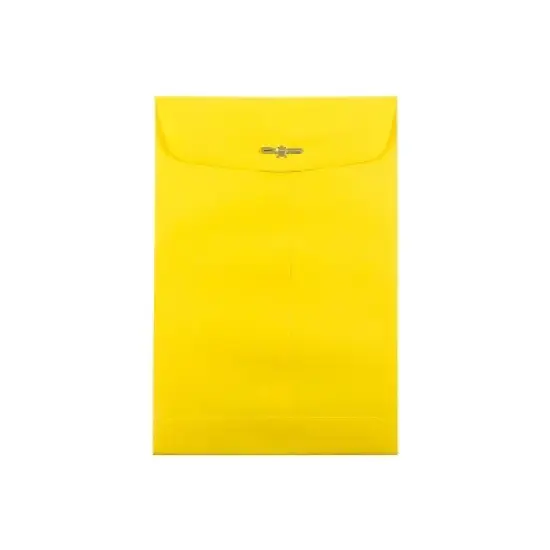 JAM Paper 6 x 9 Open End Catalog Colored Envelopes with Clasp Closure Yellow Recycled 25/Pack image {1}