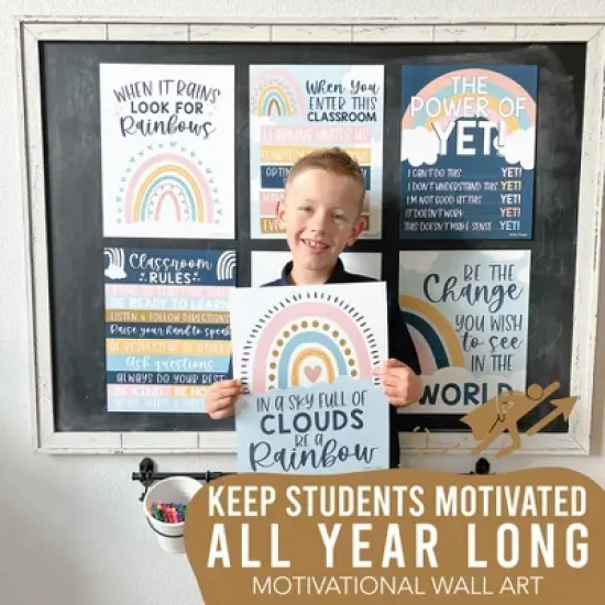 Hadley Designs Boho Rainbow Growth Mindset Classroom Decor Posters, Set of 9 image {4}