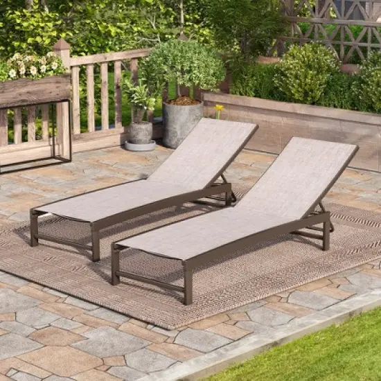 Crestlive Products Outdoor Pool Lounger Aluminum All-weather Adjustable Chaise Lounge Chair image {8}