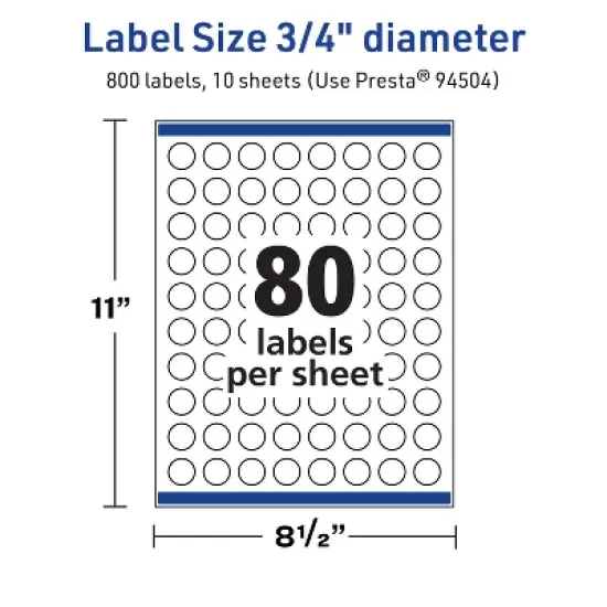 Avery TrueBlock Matte White Paper Labels,  3/4" diameter Round image {4}
