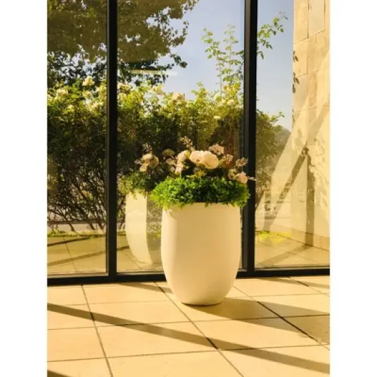 Rosemead Home & Garden, Inc. 17" Wide Modern Concrete Indoor Outdoor Planter Pot Pure White image {4}