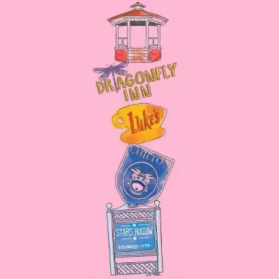 Gilmore Girls Stamped Icons Women's Pink Sleep Pajama Pants image {1}