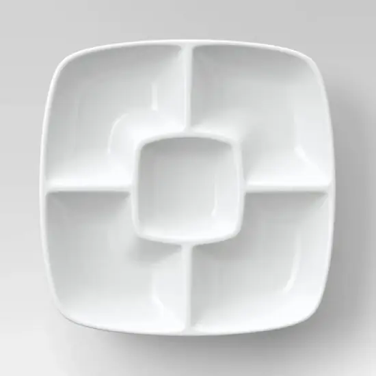 Square Porcelain Divided Serving Platter 11.5" White - Threshold&trade; image {1}