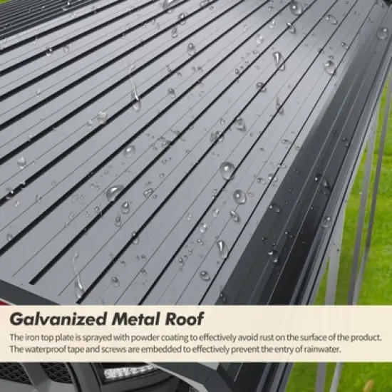 Carport, Metal Carport - Heavy Duty with Galvanized Steel Roof & Frame, All-Weather Protection, Easy Assembly for Cars, Trucks, Boats (Gray) image {1}