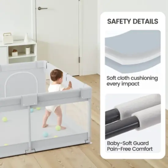 Large Baby Playpen &ndash; 47&times;47in Toddler Play Yard, Indoor Activity Fence for Apartments, Safe & Spacious Play Area image {6}