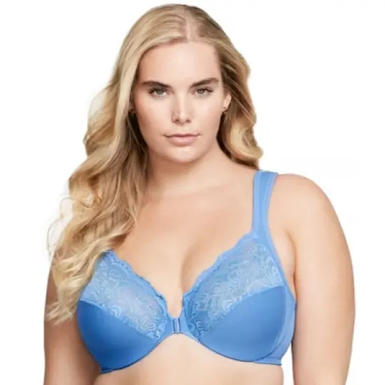Glamorise Womens WonderWire Front-Closure Underwire Bra 1245 Blue image {5}