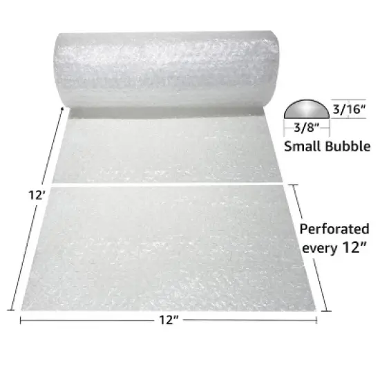 UBMOVE Bubble Roll 12&rdquo; Wide x 12 Ft Long with Small 3/16&rdquo; Bubbles, Perforated  Every 12&rdquo; image {2}