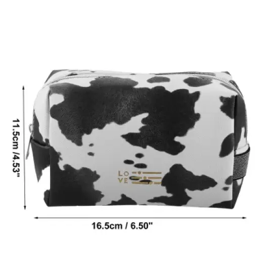 Unique Bargains Portable Makeup Bag Cosmetic Travel Toiletry Bag Waterproof Case Make Up Organizer Case for Women Black White image {3}